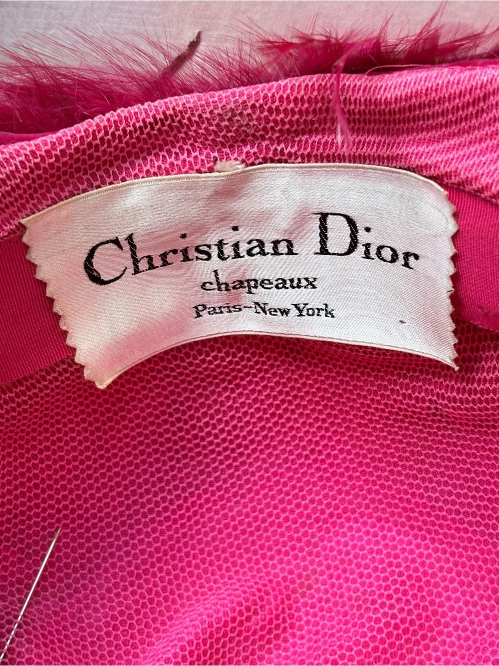 1960’s Vintage Christian Dior Paris-New York Fuchsia & Olive Feather Hat